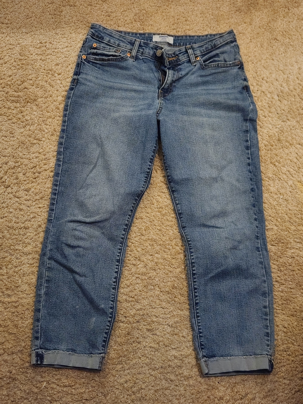 Denizens By Levi's Cropped Blue Denim Boyfriend Jeans